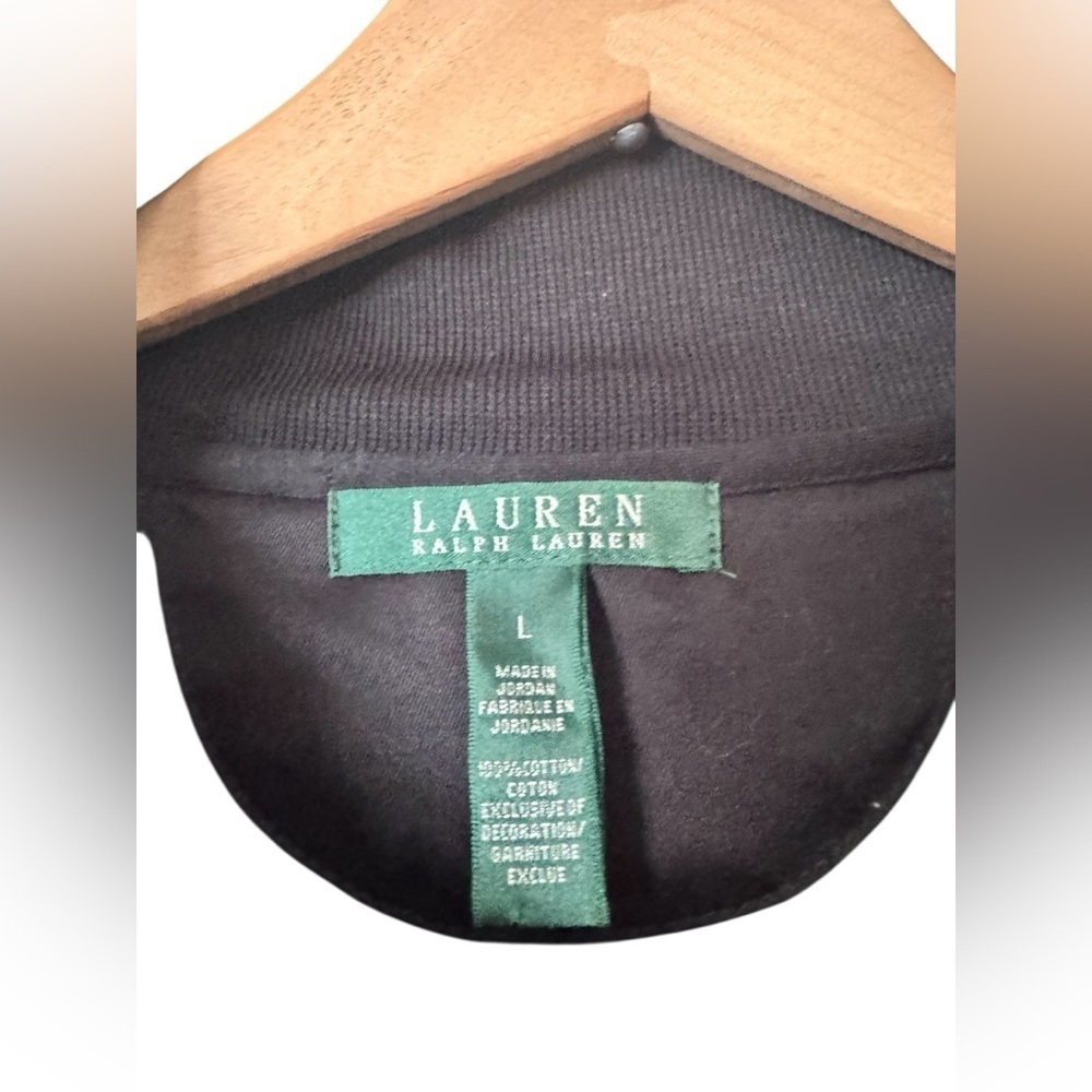 Lauren Ralph Lauren Large Black Knit Crest Logo Quarter Zip Sweater High Neck - Picture 6 of 16